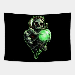 Green Graffiti Skull Tapestry