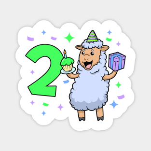 I am 2 with sheep - girl birthday 2 years old Magnet