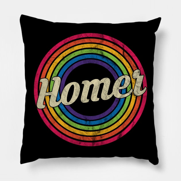 Homer - Retro Rainbow Faded-Style Pillow by MaydenArt