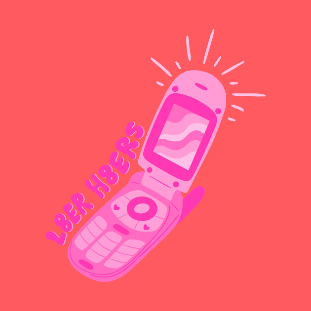 L8er H8ers y2k Pink Flip Phone by Moon Ink Design