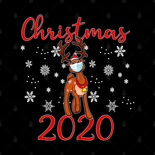 Christmas 2020 Reindeer Quarantine, Cute Xmas Face Mask Gift by Printofi.com