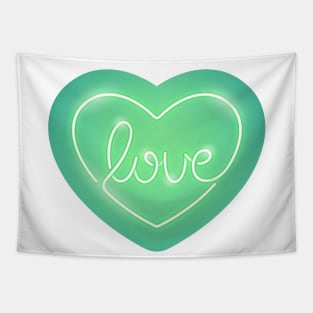 Love Neon Sign Green Tapestry