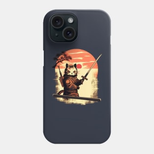 Ninja Cat Japanese Vintage Sunset Sword Phone Case