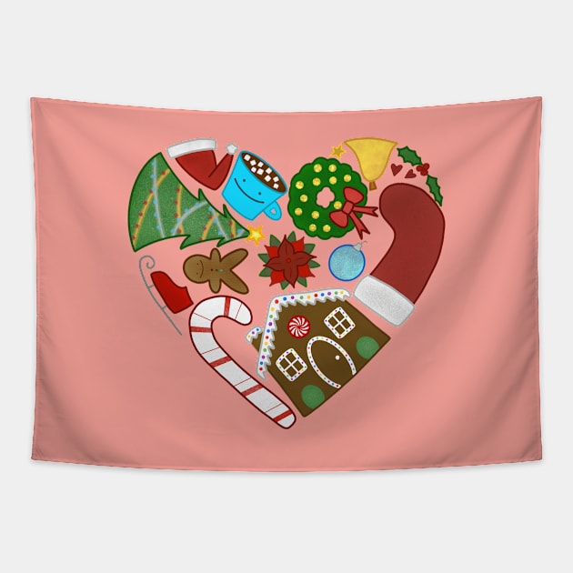 Christmas Holiday Love Tapestry by CupcakeCandice