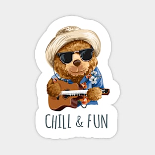 Cute bear design "Chill & Fun" Magnet