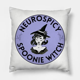 Retro Neurospicy Spoonie Witch Pillow