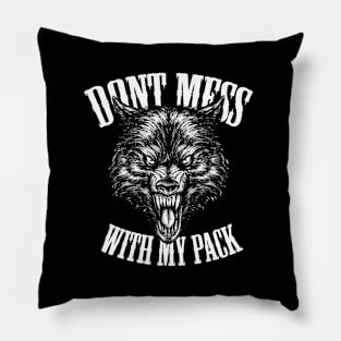 Angry Wolf Face / Wolf Pack Family Member Pillow