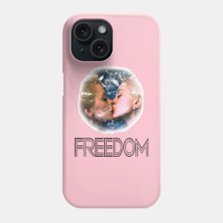 2 iconic glamour girls kissing with the text freedom PRIDE Phone Case