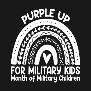 Purple Up for Military Kids Month Military Child Rainbow T-Shirt