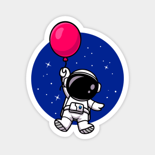 Cute Astronaut Red Balloon In Space Magnet