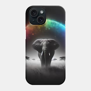 Monochromatic Elephant Within Rainbow Splash Phone Case