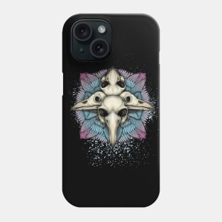 Gothic Bird Skull Feather Mandala Phone Case