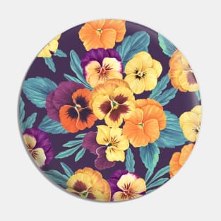 Pansies on navy Pin