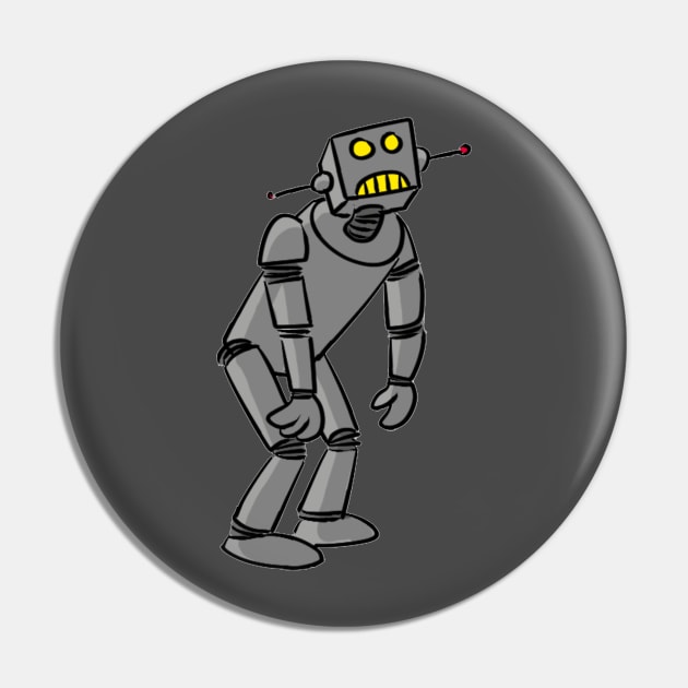 Dejected Robot Pin by brightredrocket