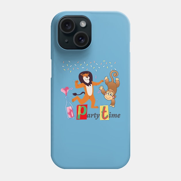 Party Time - Lion - Monkey Phone Case by O.M design