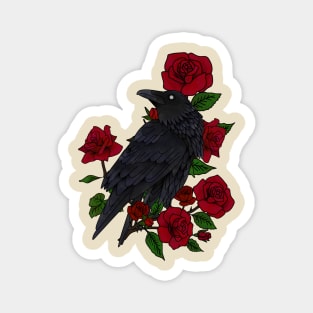 Raven and roses Magnet