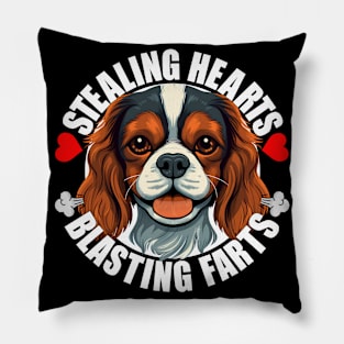 Funny Cavalier King Charles Spaniel Stealing Hearts Blasting Farts Dog Cute Puppy Pillow