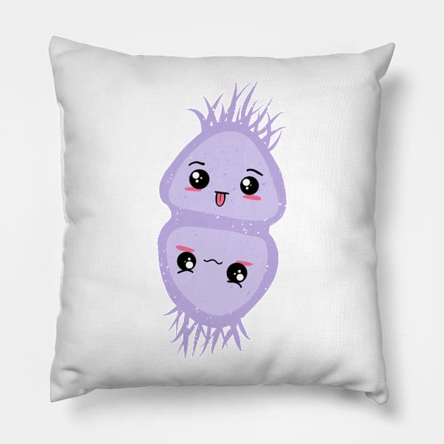 Cute Bacteria Microbes Pillow by labstud