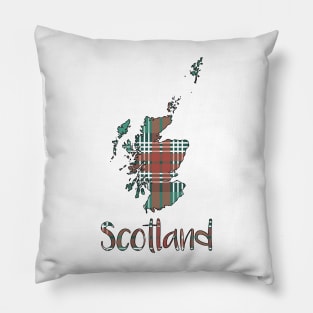 Scotland Christmas Tartan Map Typography Design Pillow