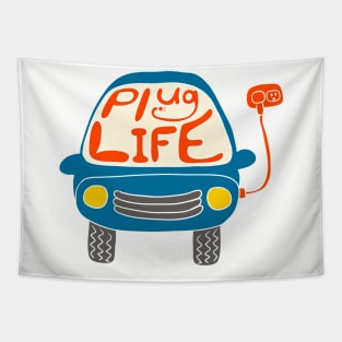 Plug Life Colorful Electric Car Graphic Tapestry