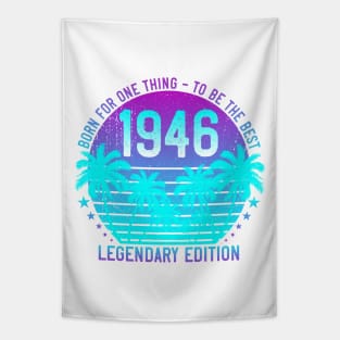 1946 Birthday 75th Vintage Vaporwave Aesthetic Sunset Palm Tapestry