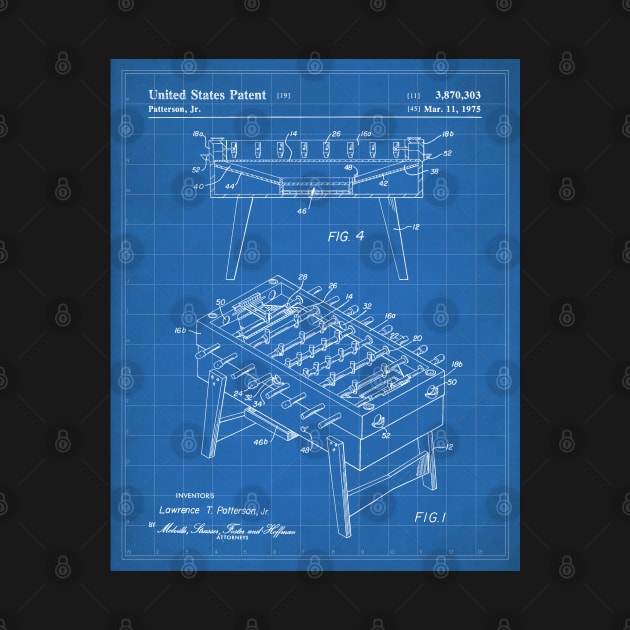 Foosball Table Patent - Foosball Player Game Room Art - Blueprint by patentpress