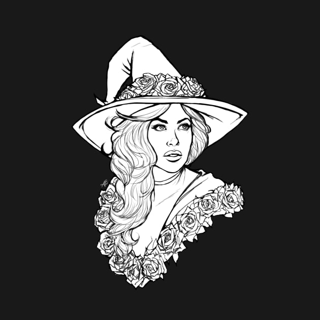Rose Witch (White Cutout) by Art of Ariel Burgess