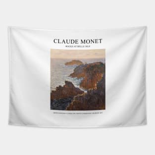 Claude Monet Exhibition Poster, Rocks At Belle Isle Tapestry