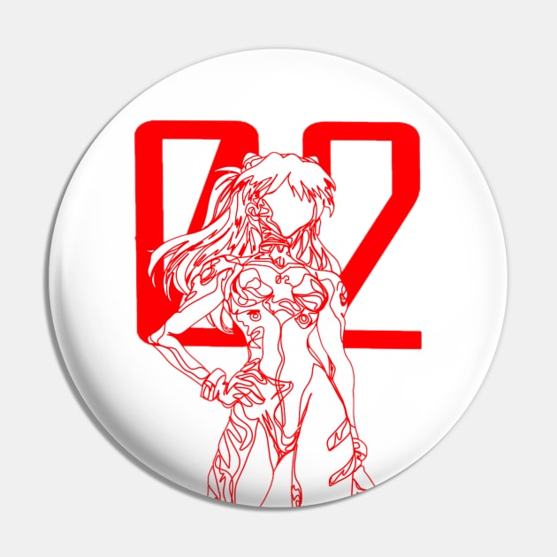 Asuka Langley Continuous Line Artwork Pin by RedCoco-Studios