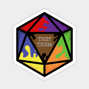 Rainbow Pronoun Pride D20 They/Them Magnet