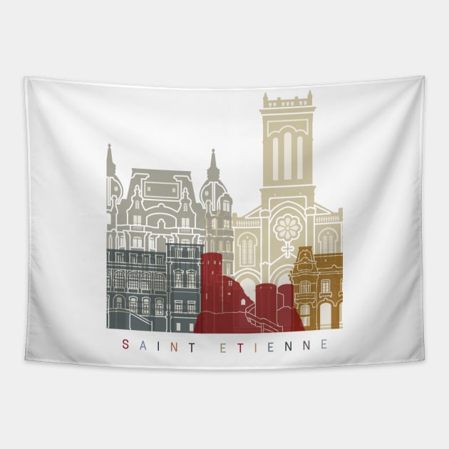 Saint Etienne skyline poster Tapestry by PaulrommerArt