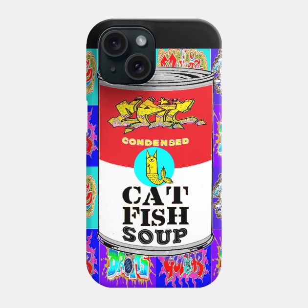Epic Cat fish Soup Pop Art Phone Case by LowEndGraphics
