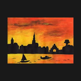 Flensburg skyline in the evening sun T-Shirt