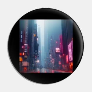 Cyberpunk City View Poster Pin