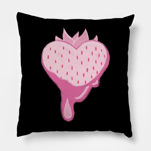 Pink Strawberry Pillow by ROLLIE MC SCROLLIE