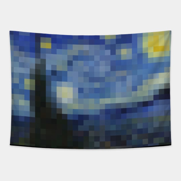 Van Gogh Starry Night - Pixel Art Tapestry by shamila