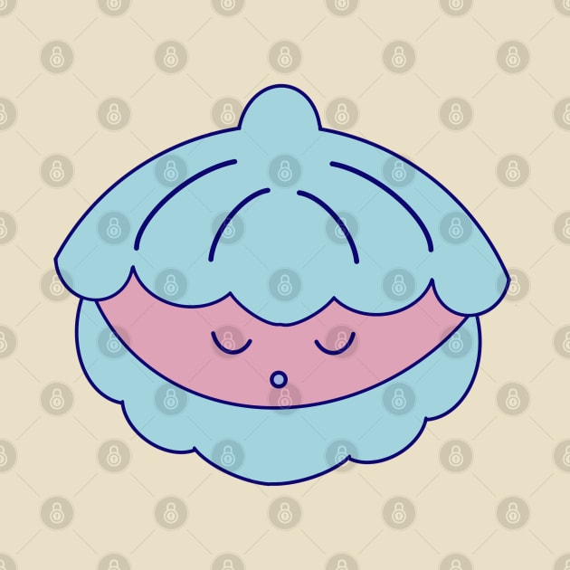Kawaii Cute Sleepy Shell - Sea Animal Lover Gift, Shellfish by vystudio
