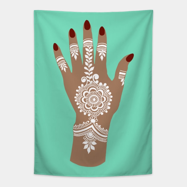 White Henna Tattoo - White Mehendi - Henna Hand Tapestry by Tilila