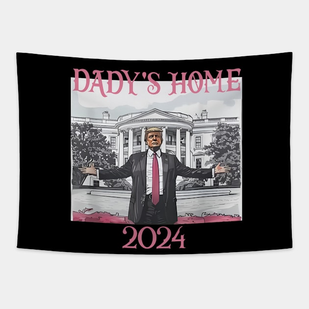 Trump Pink Daddys Home 2024 Tapestry by YASSIN DESIGNER