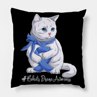 Cute Cat Behcet's Disease Awareness Month Blue Ribbon Survivor Survivor Gift Idea Pillow