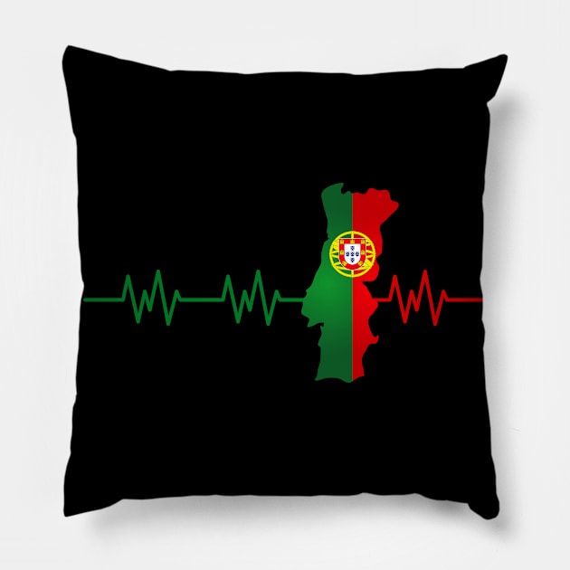 Portugal Heartbeat Flag Pulse Portuguese Pillow by Foxxy Merch