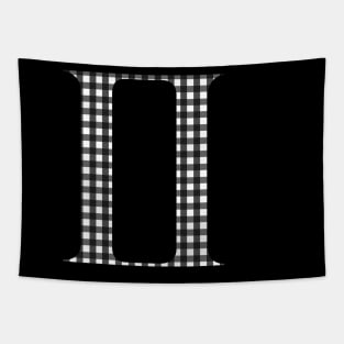 Gemini Zodiac Horoscope Symbol in Black and White Gingham Tapestry