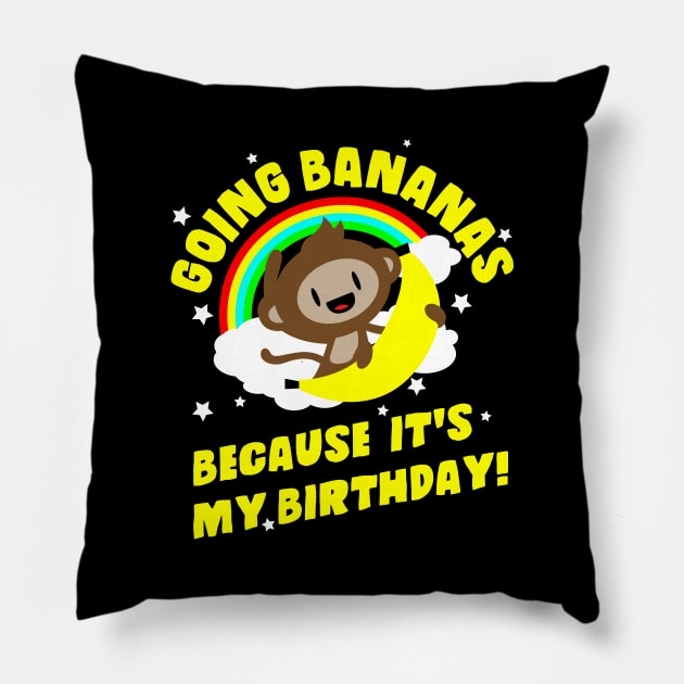 Going Bananas Happy Birthday Monkey Pillow by SWIFTYSPADE