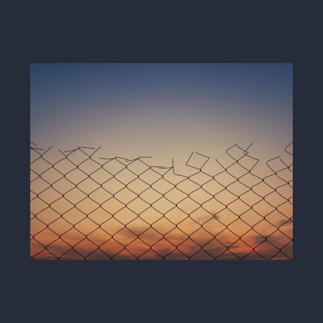 wire mesh against sunset by psychoshadow