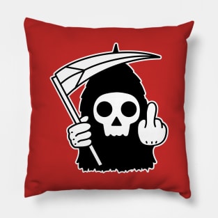 Cute Grim Reaper With Middle Finger Pillow