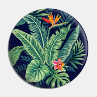 Tropical Banana Monstera Palm Leaves & Flowers Pin