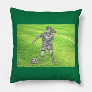 Woman Playing Soccer Pillow