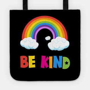 Be Kind positive quote rainbow joyful illustration, Kindness is contagious life style, care, cartoon, birthday gifts design Tote