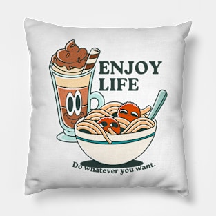 Retro Noodles and Milkshake Pillow