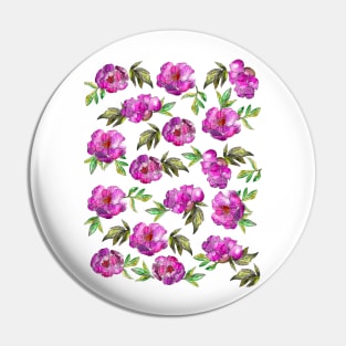 Peonies Flowers Watercolor Ink Cute Purple Pin